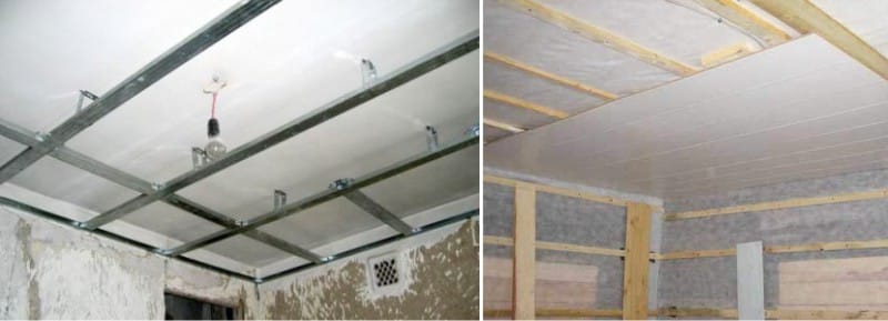 Монтаж пластиковых панелей на потолок - каркасы из металлических профилей и деревянных брусьев