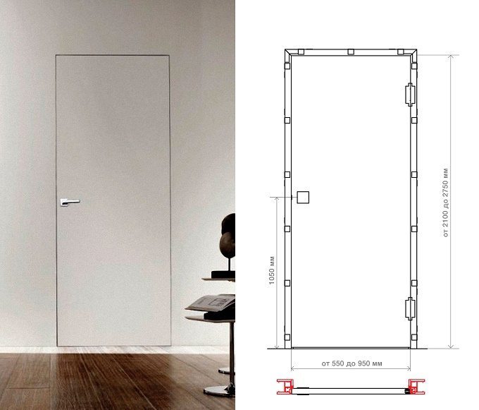 Схема двери со скрытым коробом